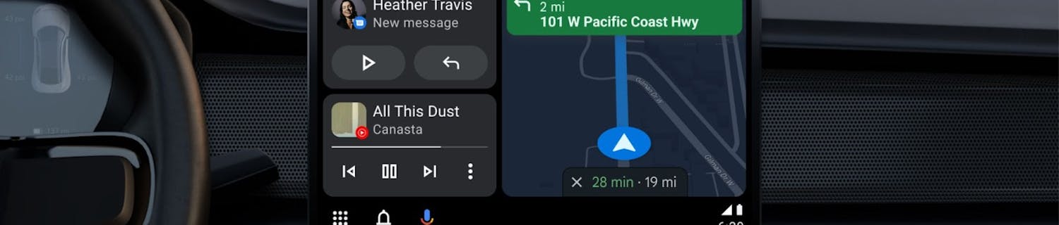Android Auto: Android Auto auton kojelaudassa.